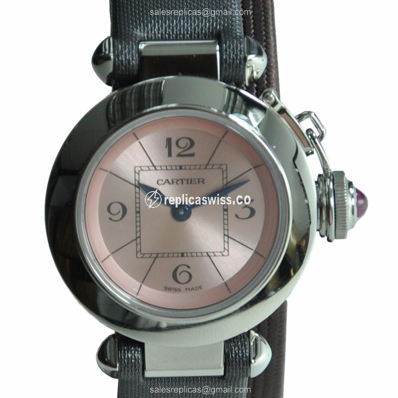 Cartier Pasha De Cartier Replica Watch | Pink Dial | Stainless Steel Case
