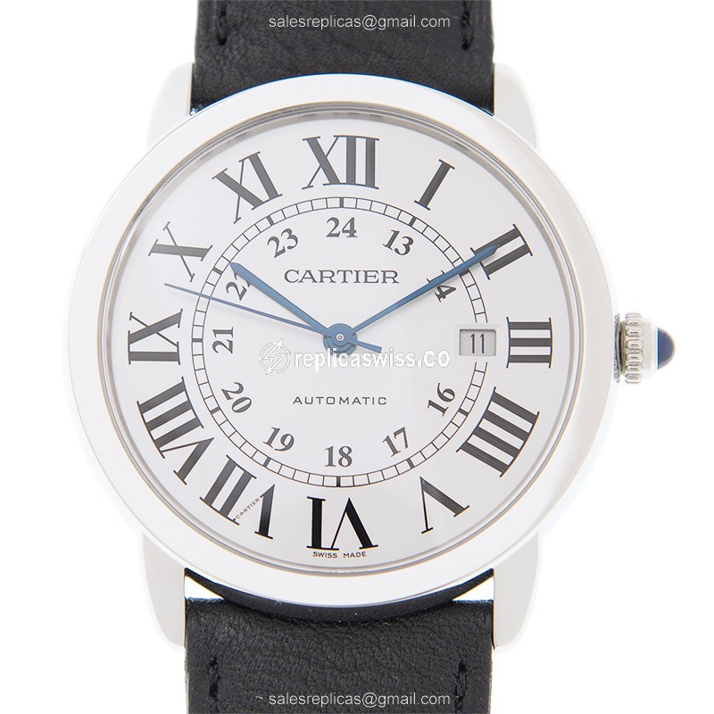 Cartier RONDE SOLO De CARTIER Silver Dial, Automatic Movement Replica in Stainless Steel Case Watch