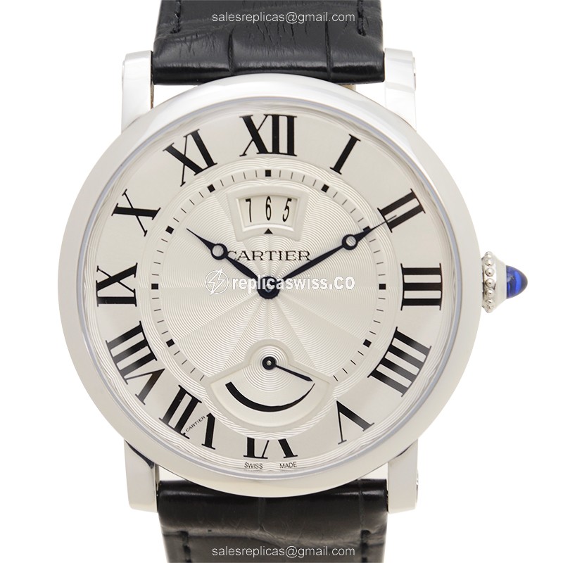 Cartier Rotonde De Cartier Manual Wind Watch | Silver Dial, Alligator Black Strap