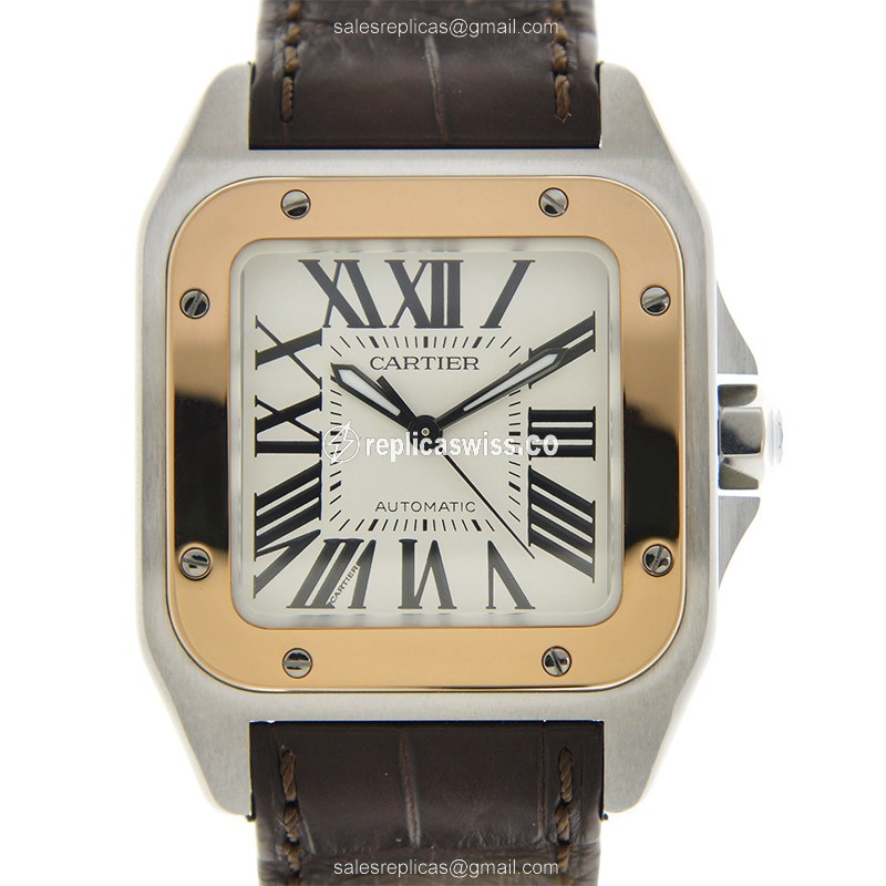 Cartier Santos W20107X7 Replica in 18kt Gold, Automatic Movement & White Dial Watch