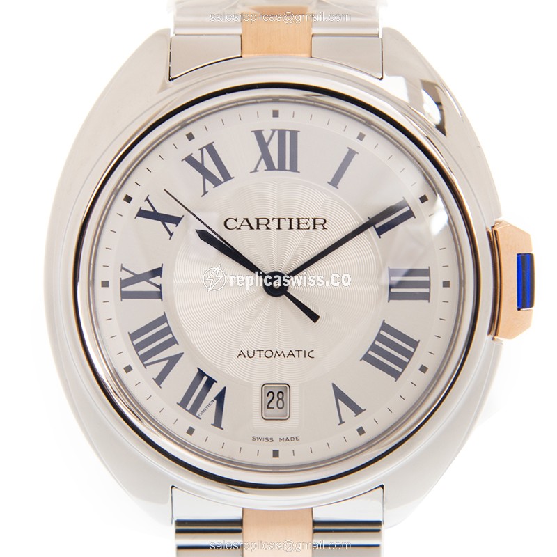 Cartier W2CL0010 Ballon Bleu Replica with Automatic Movement & Silver Dial on Gold 18kt Steel Strap