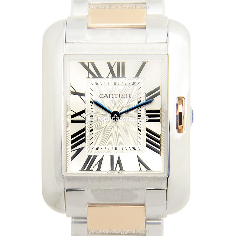 Cartier W5310043 TANK Watch: Precision Quartz Movement in Polished Silver Steel