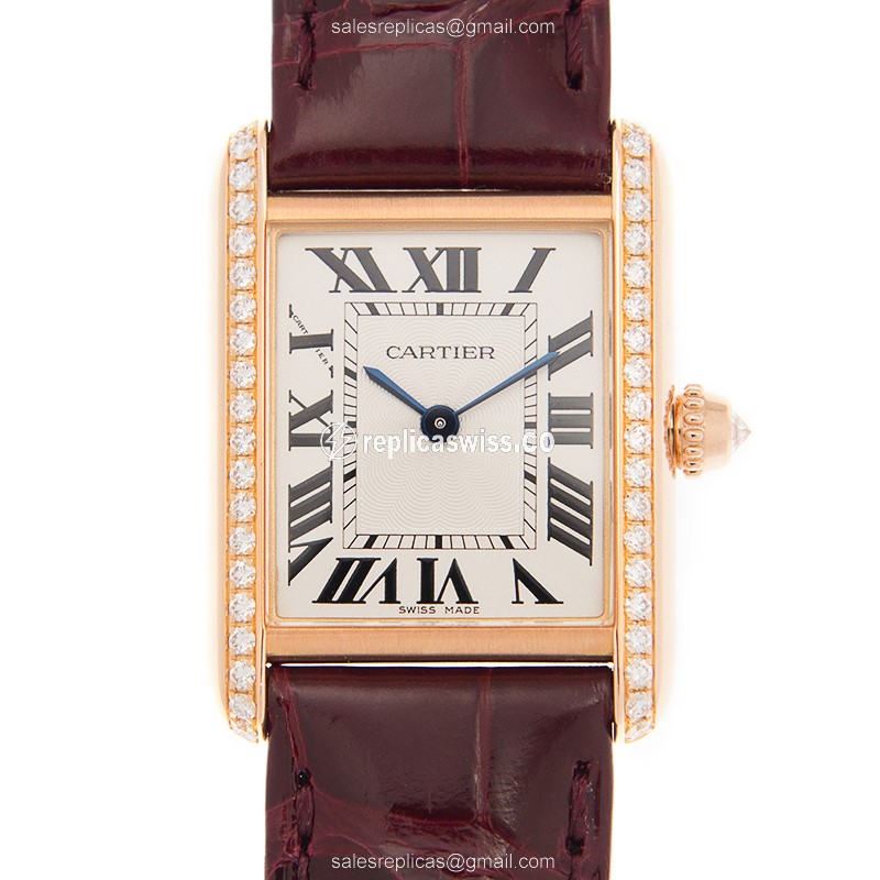 Cartier WJTA0010 TANK Manual Wind 18kt Rose Gold & Diamonds