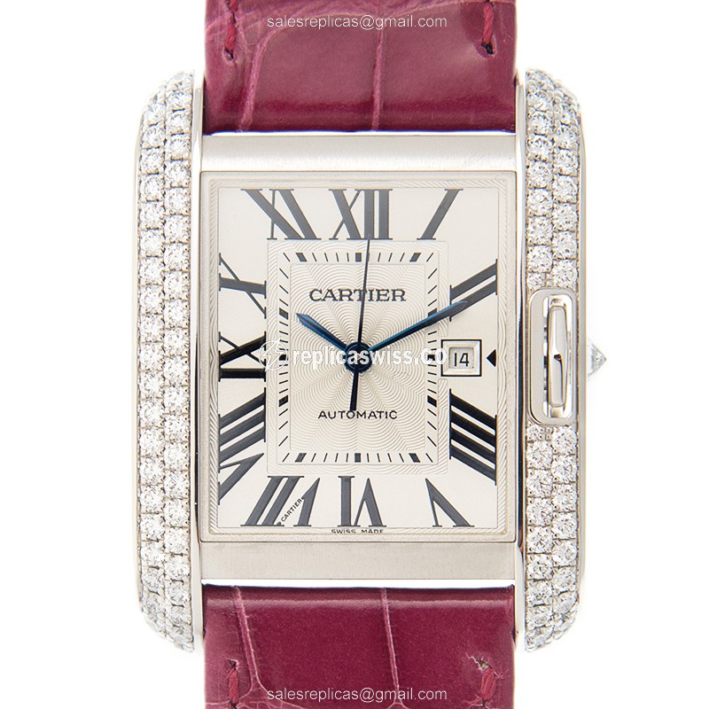Cartier WT100018 Tank Replica | Automatic Movement, Diamond-Clad Steel Case Watch