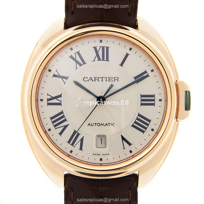 Chic Cartier WGCL0019 CLe De Cartier Replica with Automatic Movement Polished Gold Case Watch