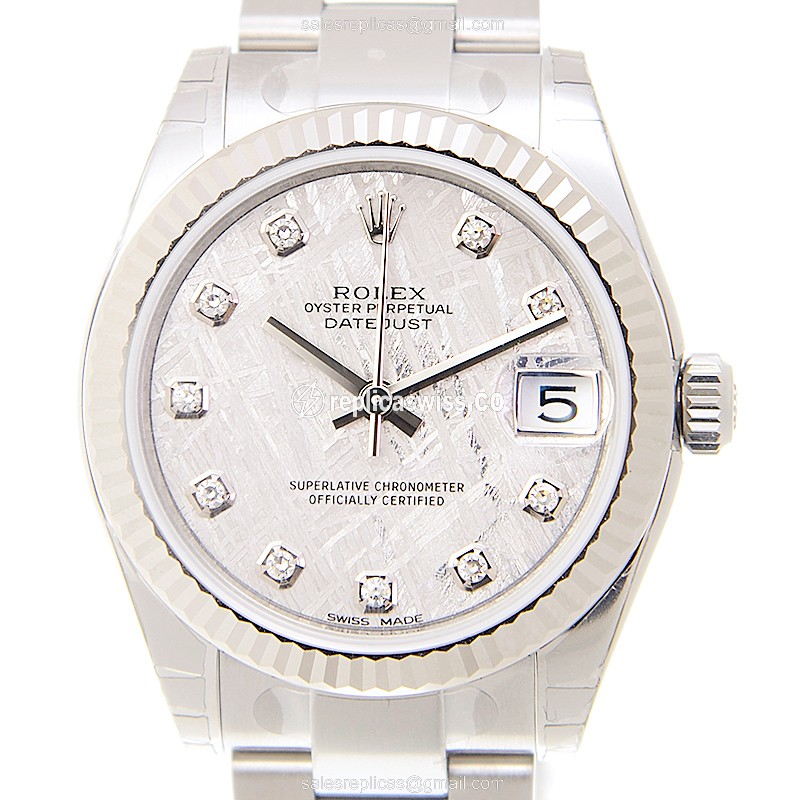 Chic Rolex Lady Datejust Replica in Gray Dial, Automatic Movement, 18kt Steel Case Watch
