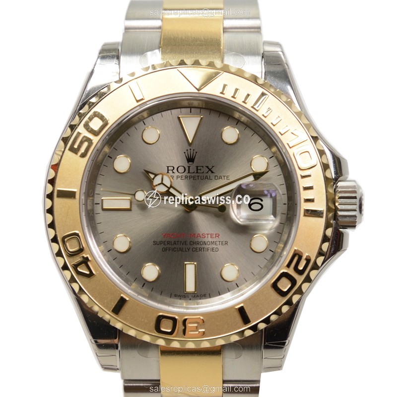 Chic Rolex Yacht Master 16623GY Replica in Gray Dial 18kt Gold & Steel Case Watch