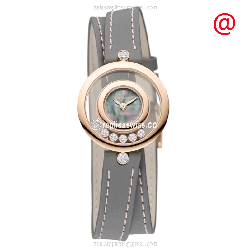 Chopard 209415-5003 Happy Diamonds Replica, 18kt Rose Gold Case, Gray Dial, Buckle Clasp Watch