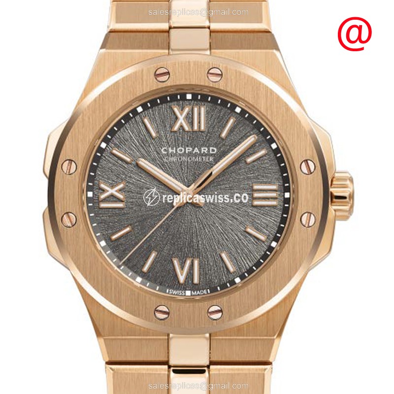Chopard Alpine Eagle Replica in 18kt Gold Case, Automatic Movement & Gray Dial Watch