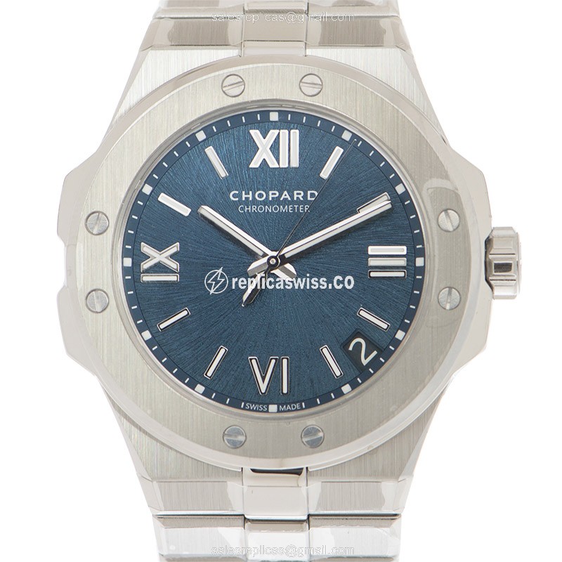 Chopard Alpine Eagle Replica Watch | Automatic Movement, Blue Dial, Silver Steel Strap