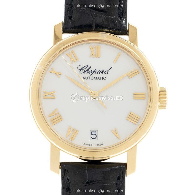 Chopard CLASSIQUE 124200-0001 Replica | White Dial, 18kt Gold Automatic with Black Alligator Strap