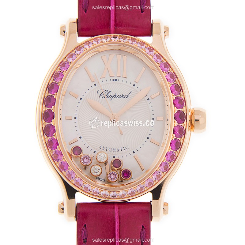 Chopard Happy Diamonds Replica | Automatic Movement, White Dial & 18kt Rose Gold Case Watch