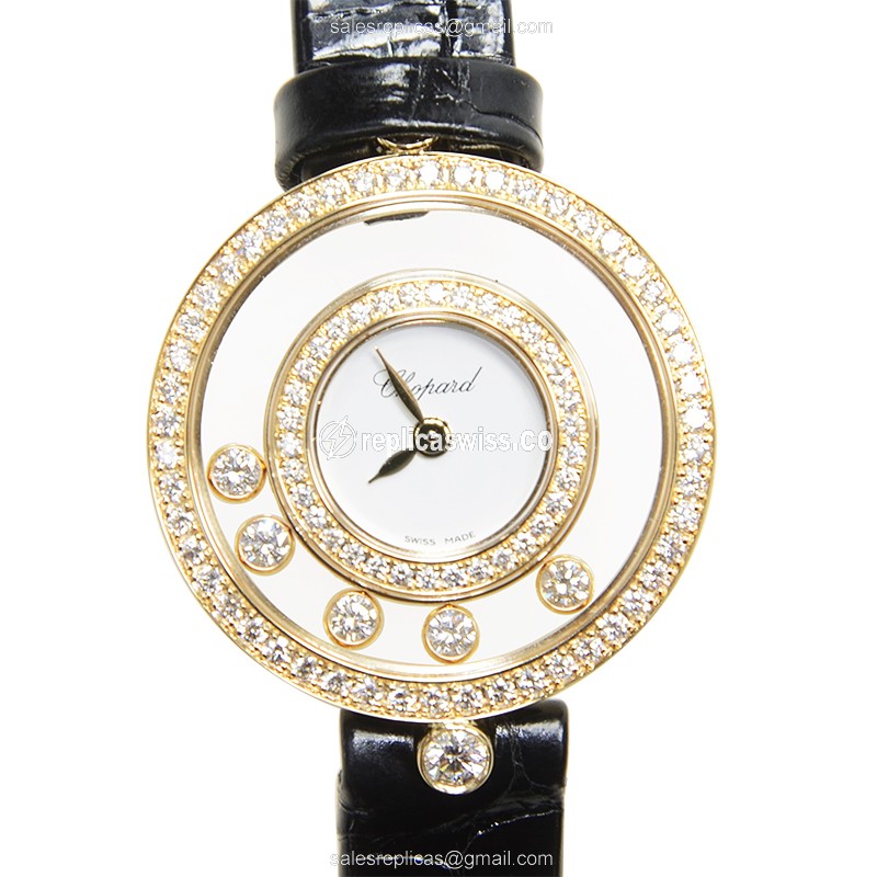 Chopard Happy Diamonds Replica, White Dial, 18kt Gold Case, Automatic Movement Watch