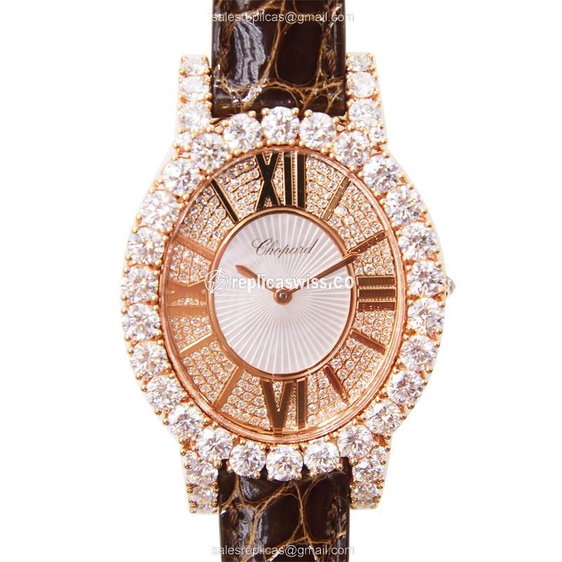 Chopard Happy Sport 139383-5001 Replica | 18kt Rose Gold Case, Diamond Bezel Watch