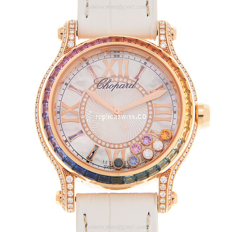Chopard Happy Sport 274891-5007 Replica in 18kt Rose Gold, Automatic Movement & White Dial Watch