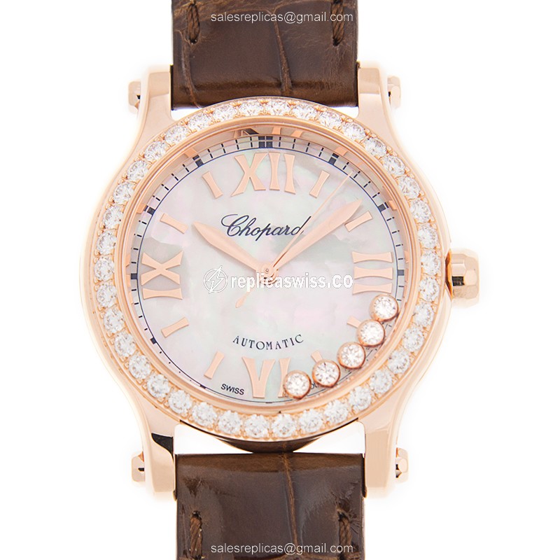 Chopard Happy Sport 274893-5010 Replica in 18kt Rose Gold, Automatic Movement & White Dial Watch