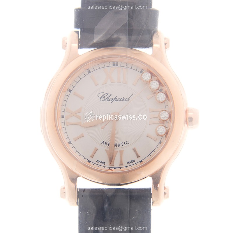 Chopard Happy Sport 274893-5011 Replica in 18kt Gold, Automatic Movement & White Dial Watch