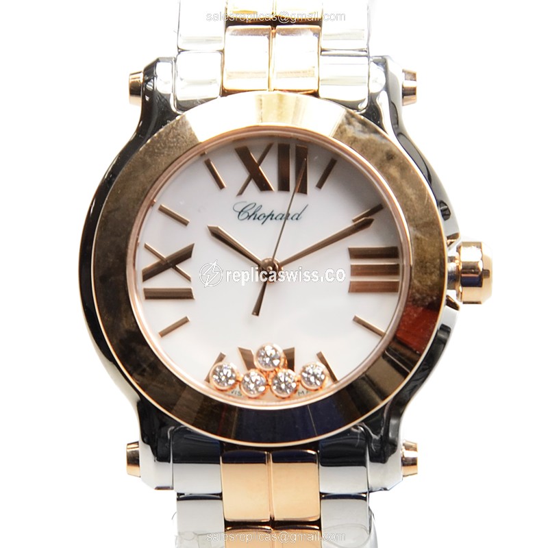 Chopard Happy Sport 278509-6003 Replica | White Dial, 18kt Steel Case & Strap Watch