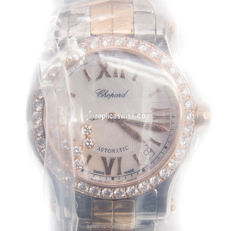Chopard Happy Sport 278559-6007 Replica in 18kt Rose Gold, Automatic Movement & White Dial Watch