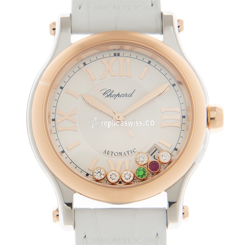 Chopard Happy Sport 278559-6020: Automatic Movement, 18kt Rose Gold Case, Silver Dial Watch