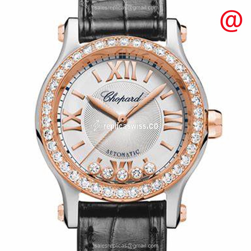 Chopard Happy Sport 278573-6015: Automatic Movement, 18kt Rose Gold Case, Silver Dial Watch