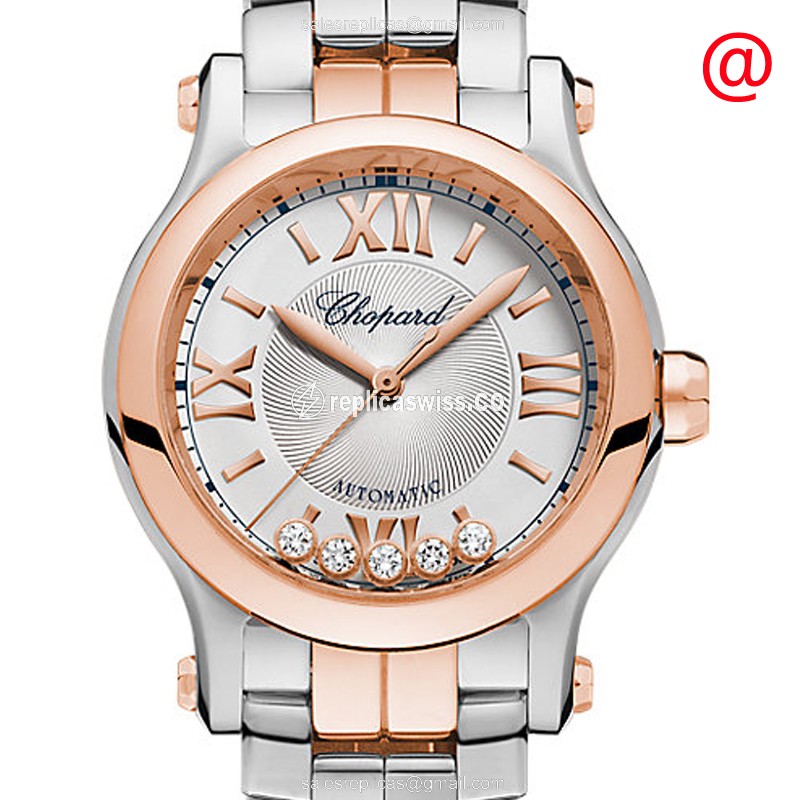 Chopard Happy Sport 278573-6017 Replica in 18kt Gold & Steel, Automatic Movement, Silver Dial Watch