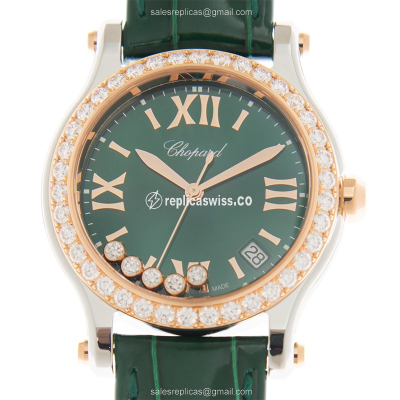 Chopard Happy Sport 278582-6007 Replica with Green Dial & Rose Gold Case, Automatic Movement Watch