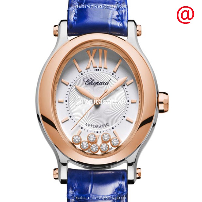 Chopard Happy Sport 278602-6001 | Silver Dial, Automatic Movement, 18kt Rose Gold & Blue Alligator