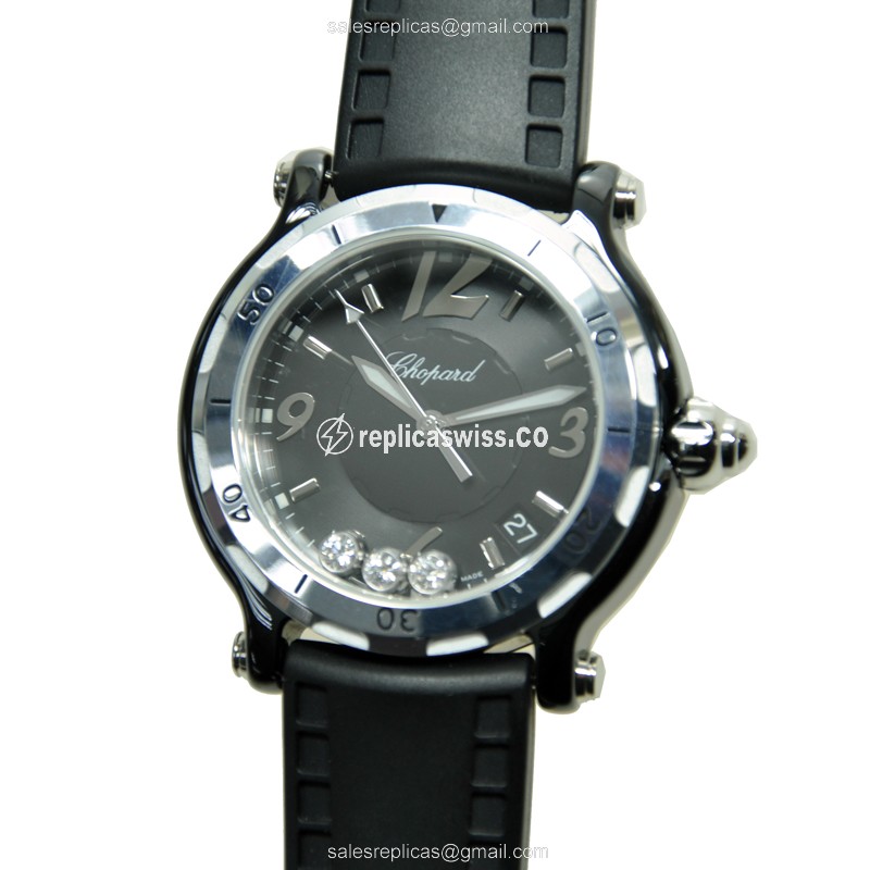 Chopard Happy Sport 288507-9008 Replica, Black Dial & Rubber Strap, Quartz Movement Watch