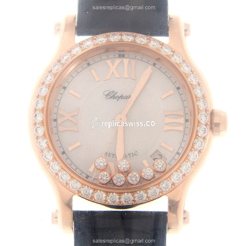 Chopard Happy Sport 5006 Replica in 18kt Rose Gold, Automatic Movement & White Dial Watch