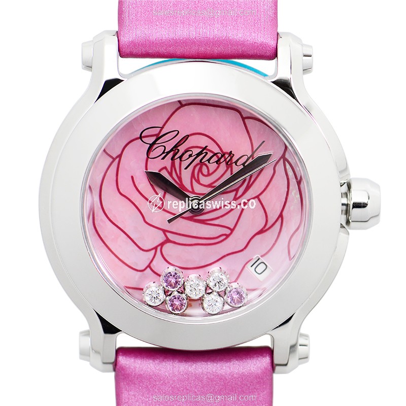 Chopard Happy Sport Pink Dial Quartz Steel Case Buckle Clasp, Sapphire Crystal Watch