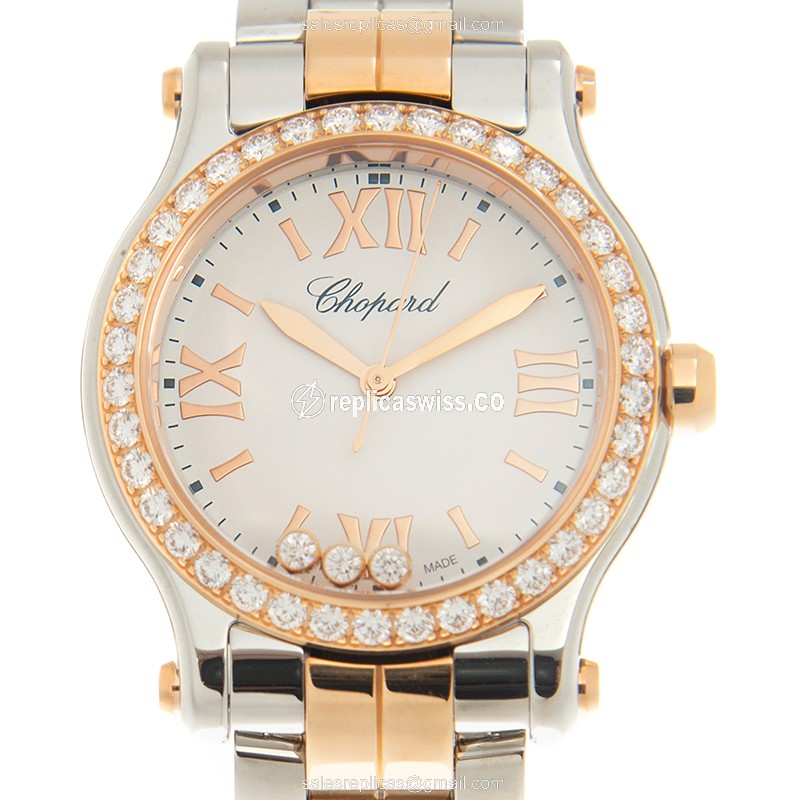 Chopard Happy Sport Quartz Model 278590-6004 | 18kt Rose Gold & Steel Case, White Dial Watch