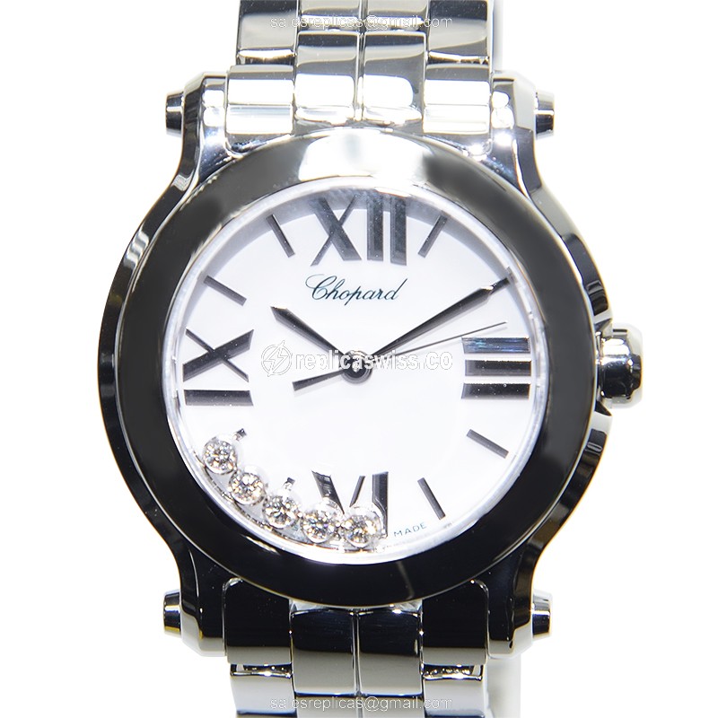 Chopard Happy Sport Quartz Replica in Stainless Steel & White Dial, Sapphire Crystal Watch
