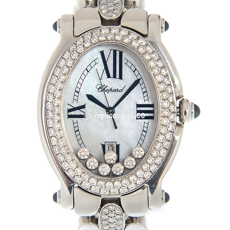 Chopard Happy Sport Quartz Replica, White Dial, Stainless Steel Case & Silver Strap Watch