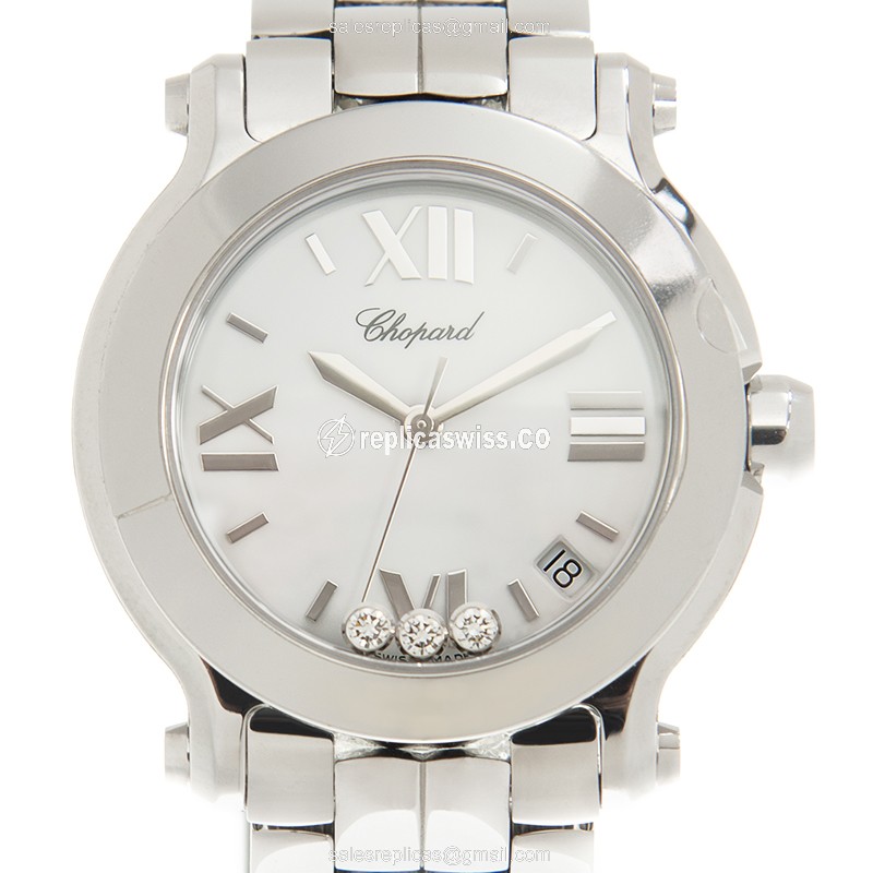 Chopard Happy Sport Quartz Replica | White Dial, Stainless Steel Case Watch