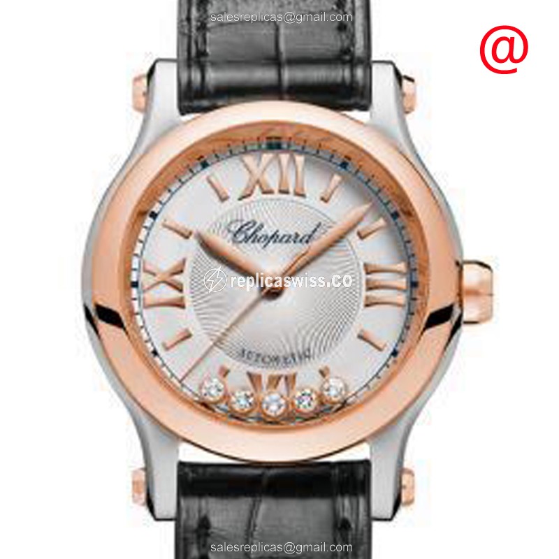 Chopard Happy Sport Replica, Automatic Movement, 18kt Rose Gold & Steel Case Watch