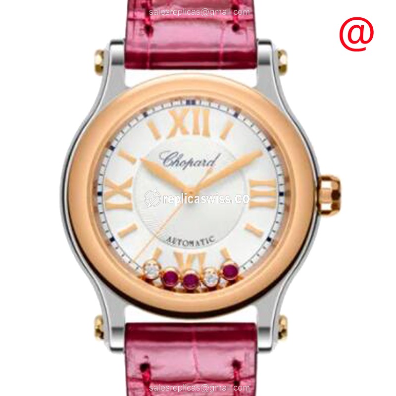 Chopard Happy Sport Replica in 18kt Rose Gold, Automatic Movement, White Dial Watch