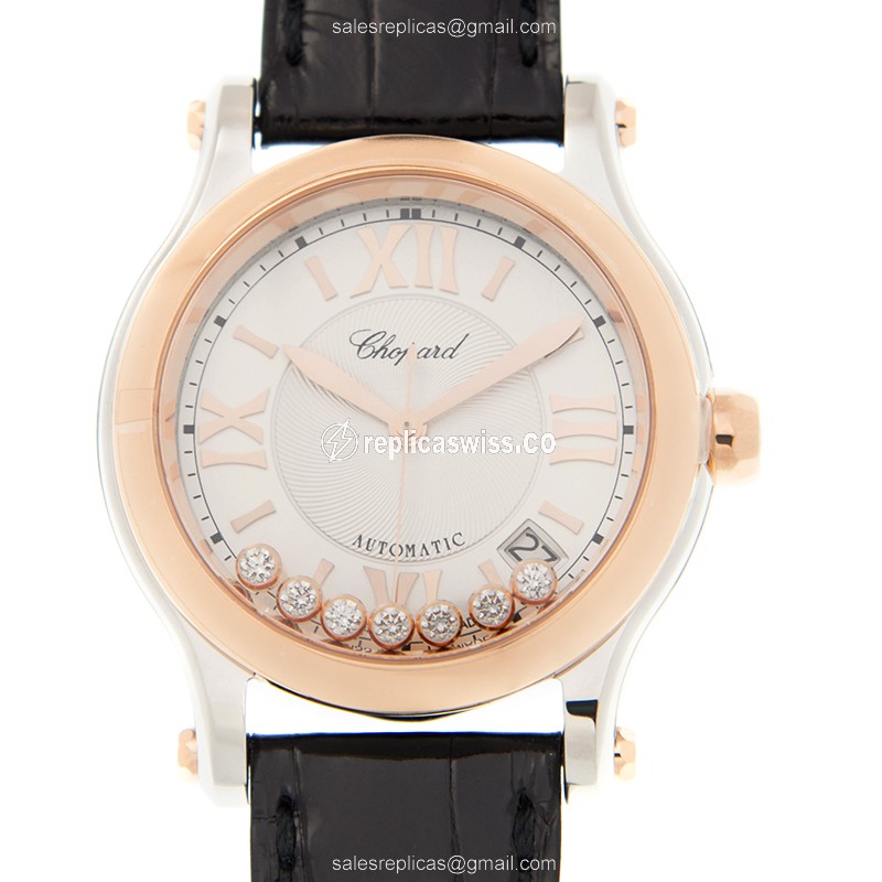 Chopard Happy Sport Replica in 18kt Rose Gold with White Dial & Automatic Movement Watch