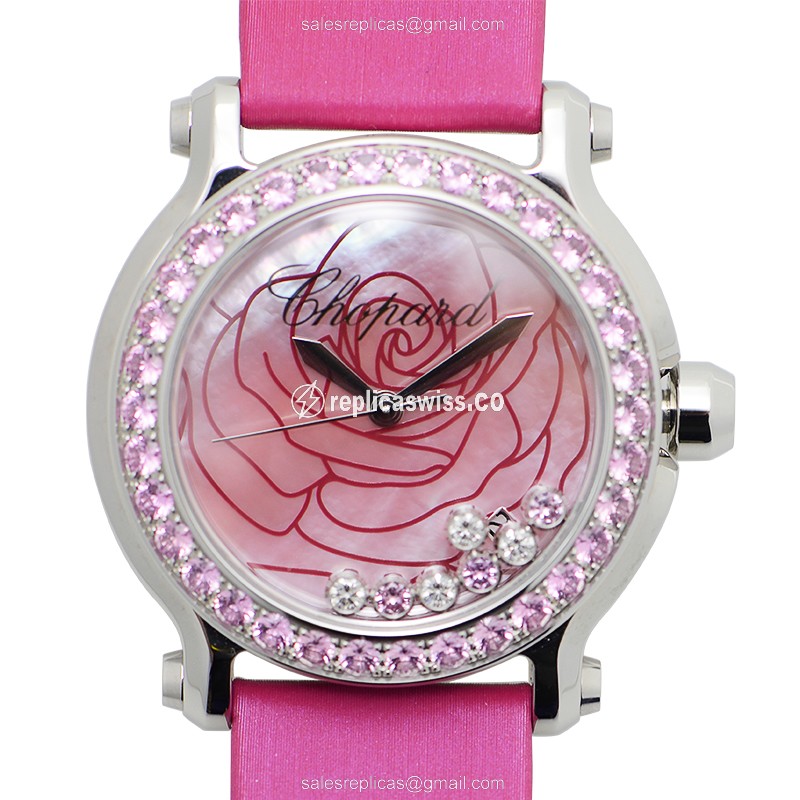 Chopard Happy Sport Replica in Pink | Quartz Movement | Stainless Steel Case Watch