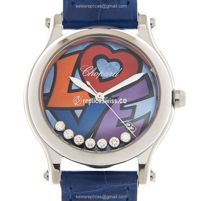 Chopard Happy Sport Replica Watch | Automatic Movement, Blue Dial & Alligator Strap