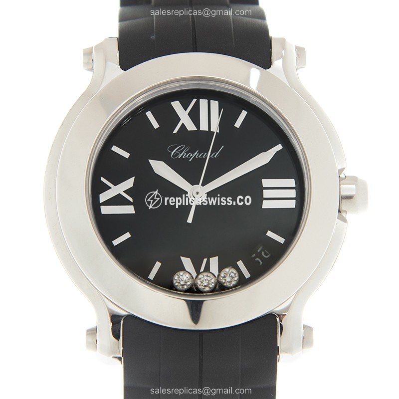 Chopard Happy Sport Replica Watch | Black Dial & Stainless Steel Case, Quartz Movement