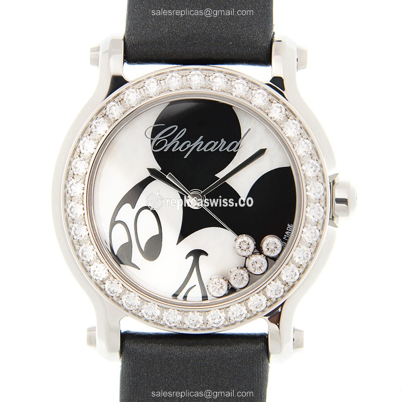 Chopard Happy Sport Replica | White Dial, Leather Strap | Quartz Movement Watch