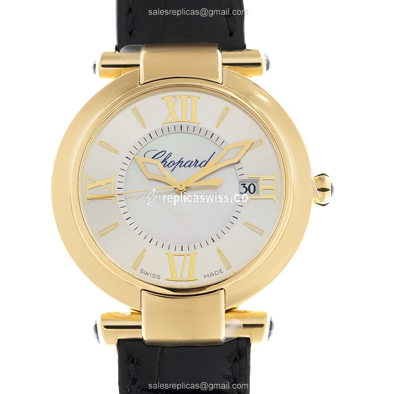 Chopard Imperiale 384221-0001 | White Dial, 18kt Gold Case & Leather Strap Watch