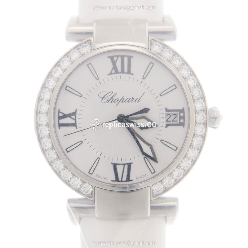 Chopard IMPERIALE Automatic Watch | White Dial, Stainless Steel & Diamond Bezels