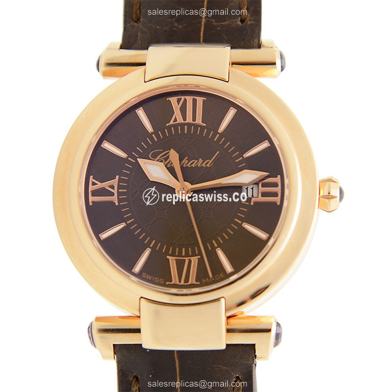 Chopard IMPERIALE Replica Watch | Automatic Quartz | 18kt Rose Gold Case | Brown Alligator Strap