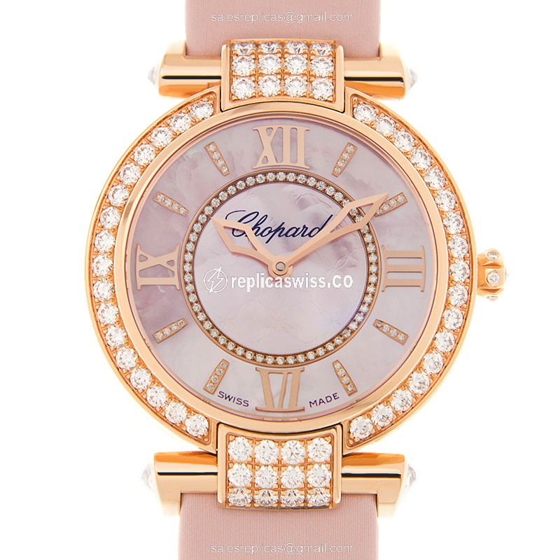 Chopard ImpériaLE 384242-5006 Replica in Rose Gold, Automatic Pink Dial & Satin Pink Strap Watch