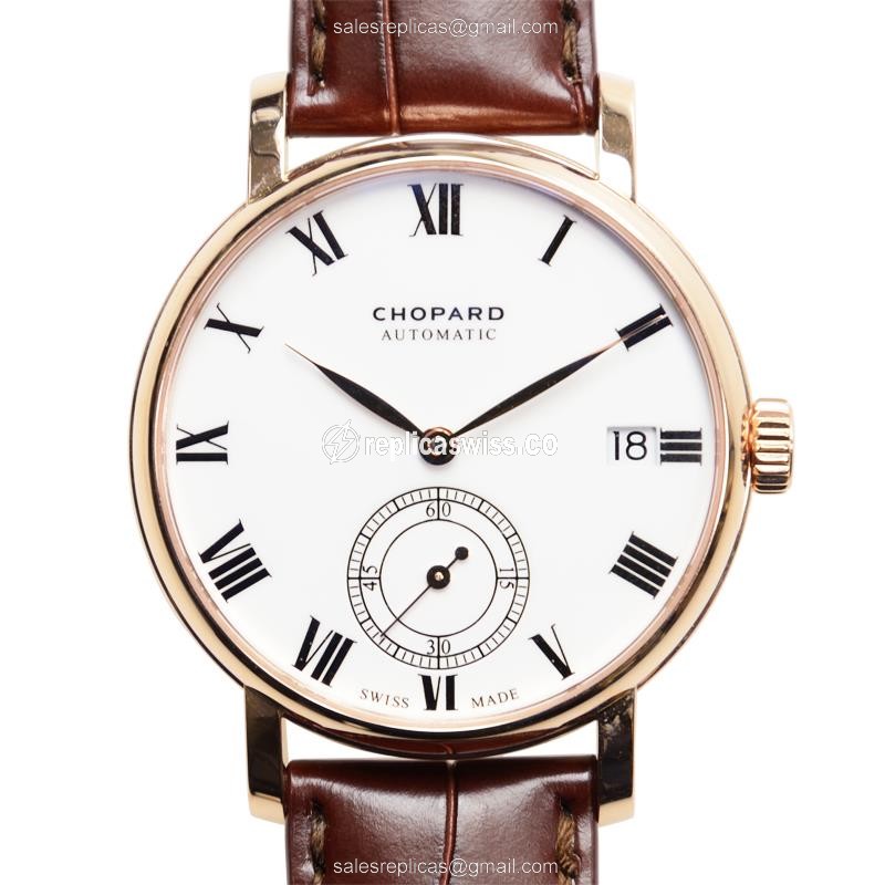 Chopard L.U.C 161289-5001 Replica, White Dial, Automatic, 18kt Rose Gold Case Watch