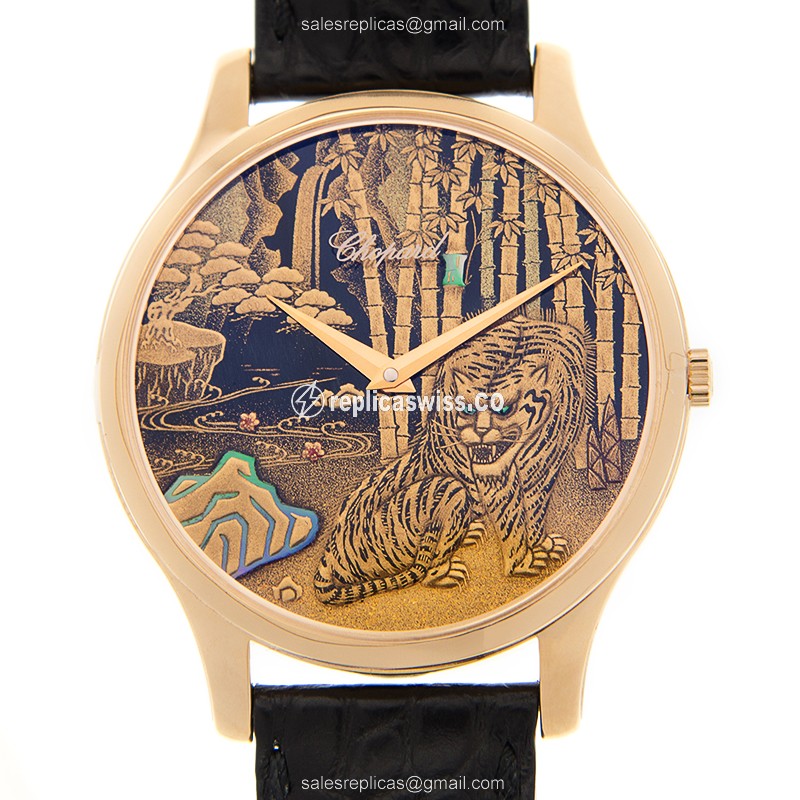 Chopard L.U.C 161902-5048 Replica Watch | Automatic Movement, 18kt Gold Case, Black Alligator Strap