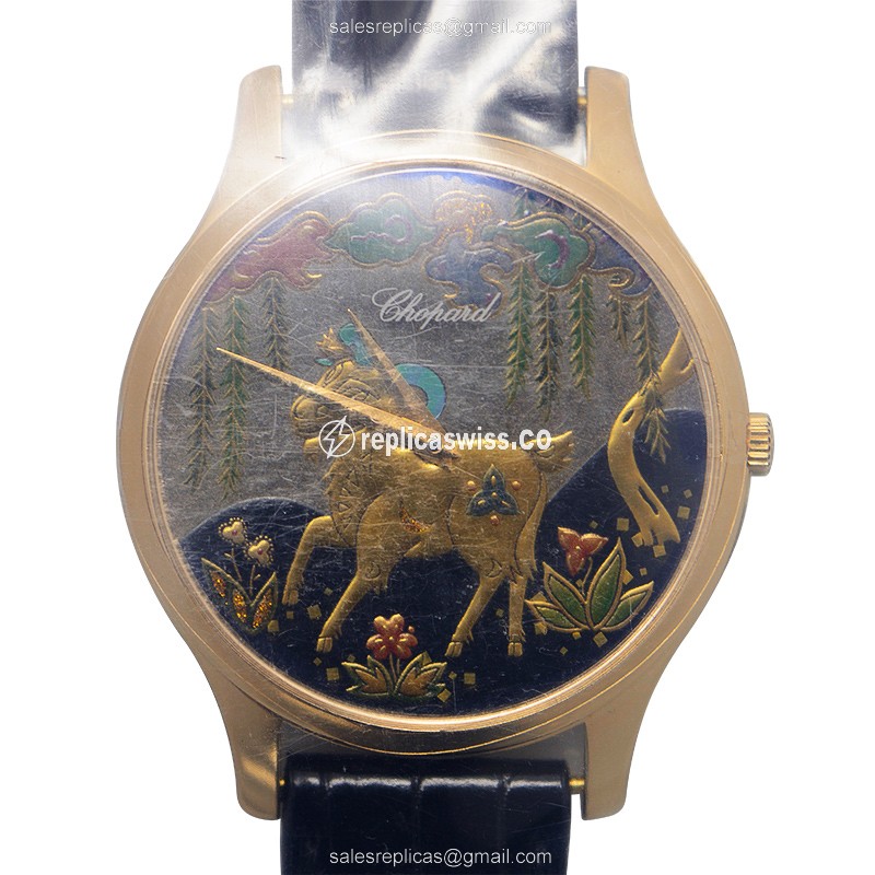 Chopard L.U.C 161902-5060 Replica, Automatic Movement, 18kt Gold Case, Black Alligator Strap Watch