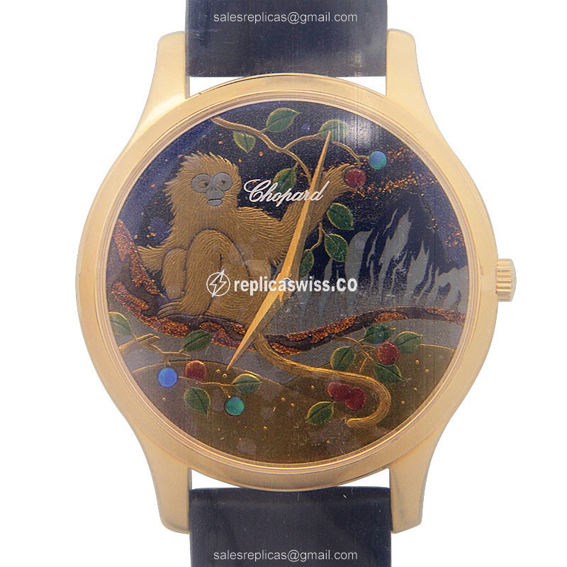 Chopard L.U.C 161902-5061 Replica, Automatic Movement, 18kt Gold Case, Black Alligator Strap Watch